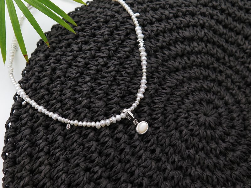 COLE COOL シンプルなスターリングシルバーの淡水パールネックレス カスタマイズサイズ - ネックレス - 真珠 ホワイト