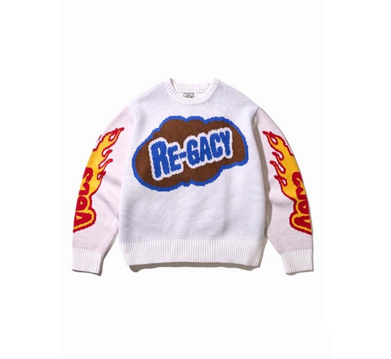 AECA Re-Gacy Racing Knit圓領針織衫 - 男毛衣/針織衫 - 其他材質 白色