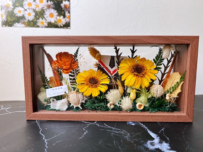 [Graduation Gift] flower-of-life eternal sun flower photo frame souvenir - Dried Flowers & Bouquets - Plants & Flowers Yellow