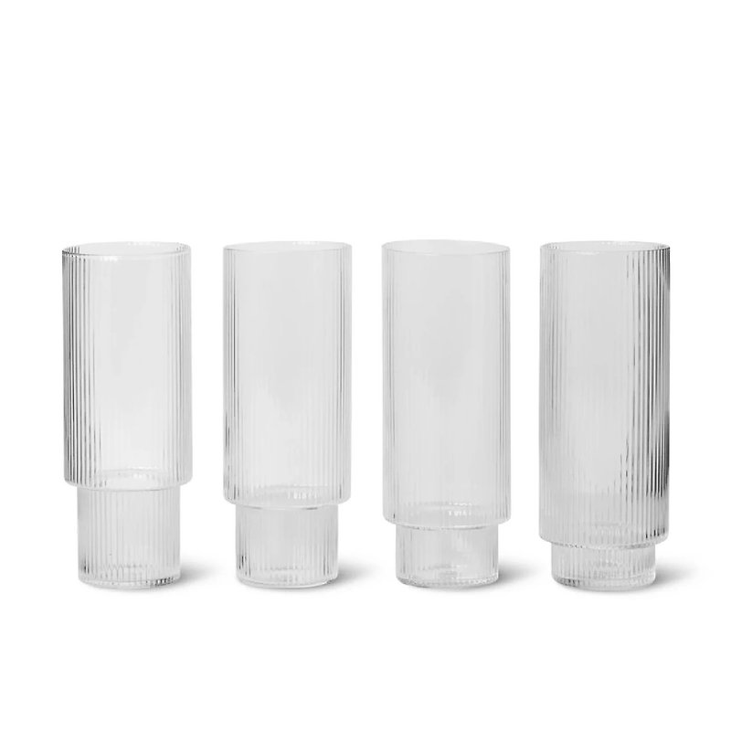 Ripples / high water glass four-piece set - Cups - Glass Transparent