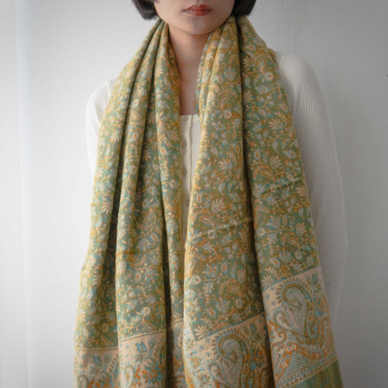 [Warm props] Indian colorful floral blanket/sofa towel – light green - ผ้าห่ม - ไฟเบอร์อื่นๆ หลากหลายสี