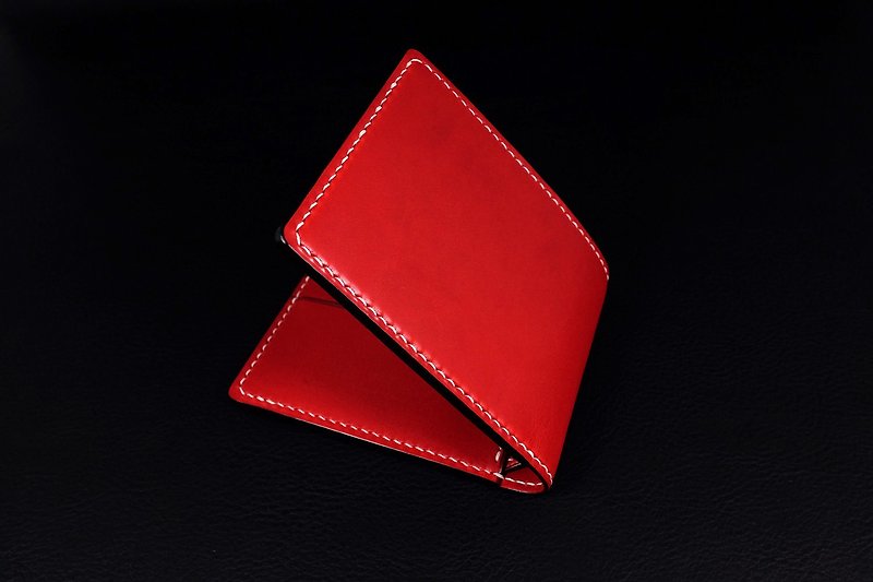 KH- Buttreo All Red Short Clip (Italian Vegetable Tanned Leather Association Wallet) - Wallets - Genuine Leather Red