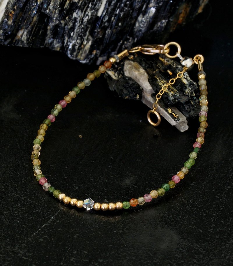 曰本 Cenfill 鋼絲 碧璽 14K包金 GF Swarovski 水晶手鍊 - 手鍊/手環 - 寶石 
