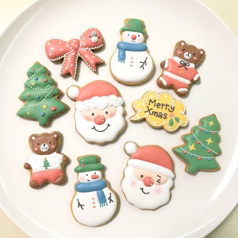 Fun Christmas Gift Box Sugar Cookies 10 Piece Set - Handmade Cookies - Fresh Ingredients Red