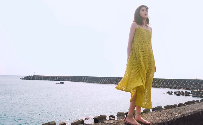Zooey Asymmetrical Slip Lace Dress - One Piece Dresses - Other Materials Yellow