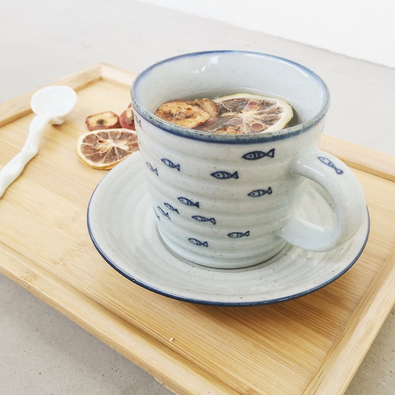 Handmade Fish Ceramic Coffee Cup - Teapots & Teacups - Pottery Blue
