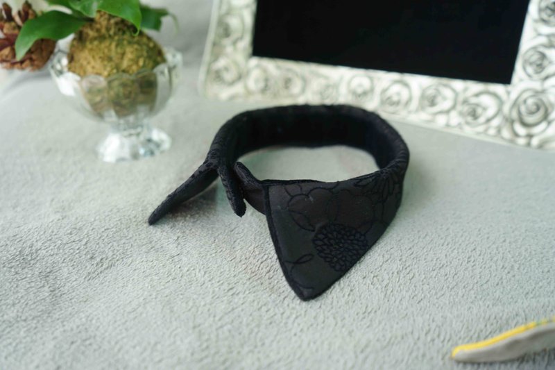 Hand-made - hand-made double-sided decorative fake collar - black jacquard black velvet - Other - Polyester Black