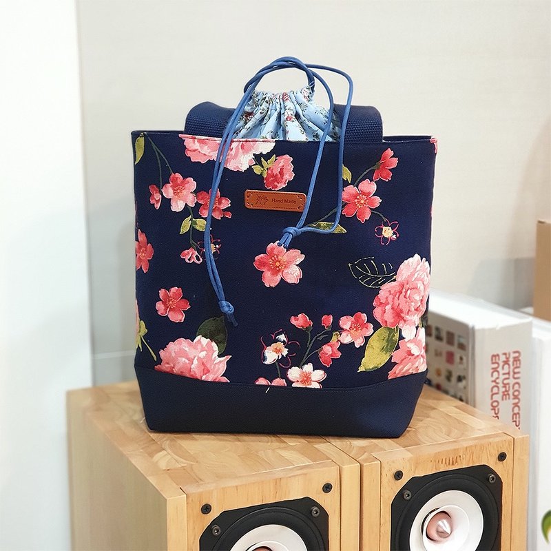 【束口手提袋】深藍色 黑色 - 手提包/手提袋 - 棉．麻 黑色