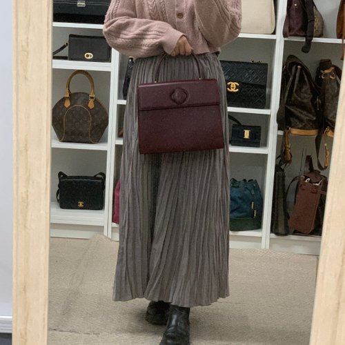 カルティエ ハンドバッグ BRD 無地 ターンロック マストライン G金具