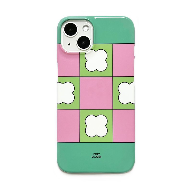 clover check hard phone case (deep pink) - Phone Cases - Plastic Pink