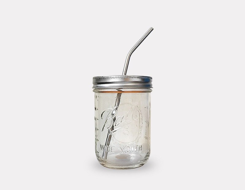 Ball Mason Jars - 16oz寬口隨身環保飲料杯組合 - 茶壺/茶杯/茶具 - 其他材質 