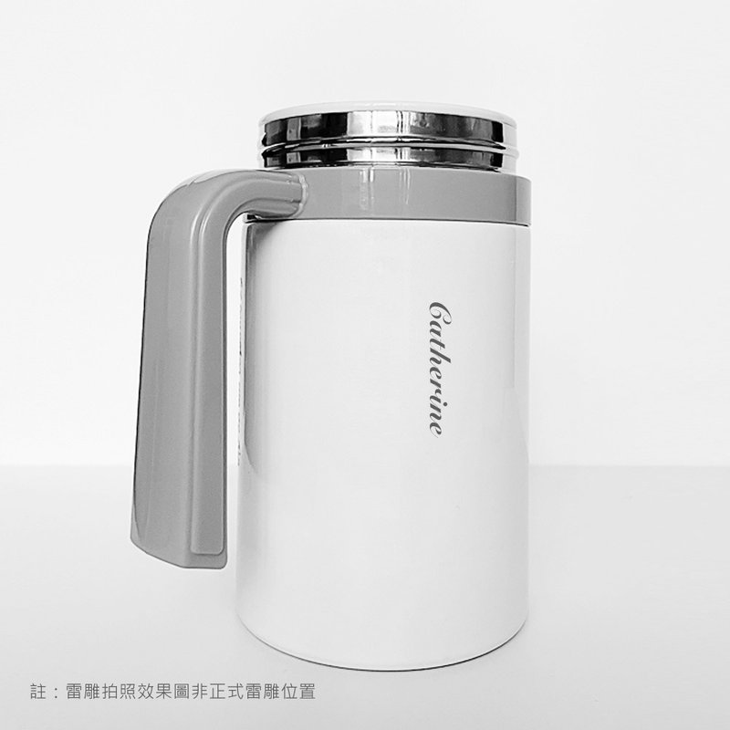 【雷刻客製】SMF骨瓷保溫杯握把款喝護杯475ml 加碼送泡茶濾網蓋 - 保溫瓶/保溫杯 - 瓷 白色