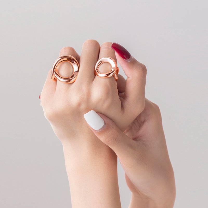 Couples ring set-Matching promise ring-Open circle ring-His and her rings-Big - Couples' Rings - Sterling Silver Gold