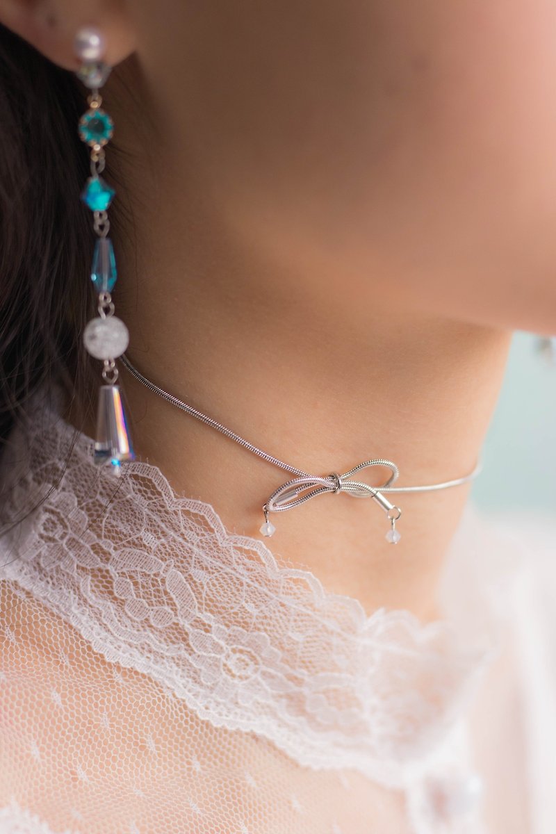 Rainshower Ribbon Chocker - Necklaces - Sterling Silver Blue