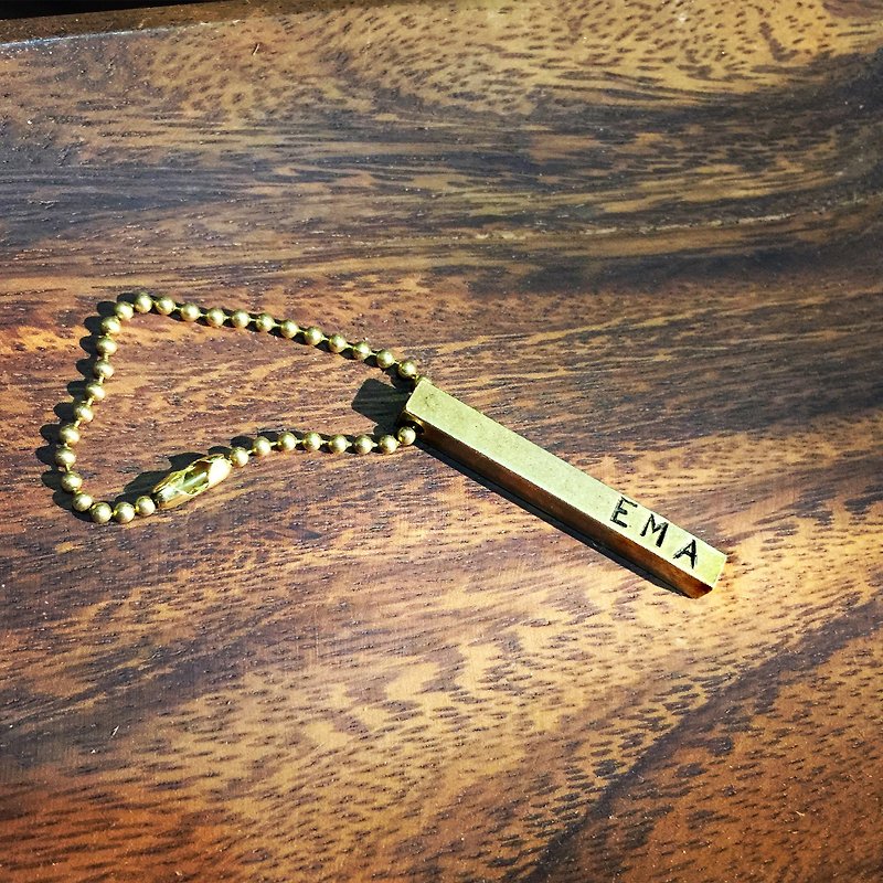 Sienna Bronze key ring strap alphanumeric Bronze rod. Luggage tag. Necklace custom lettering Customized - ที่ห้อยกุญแจ - ทองแดงทองเหลือง สีทอง