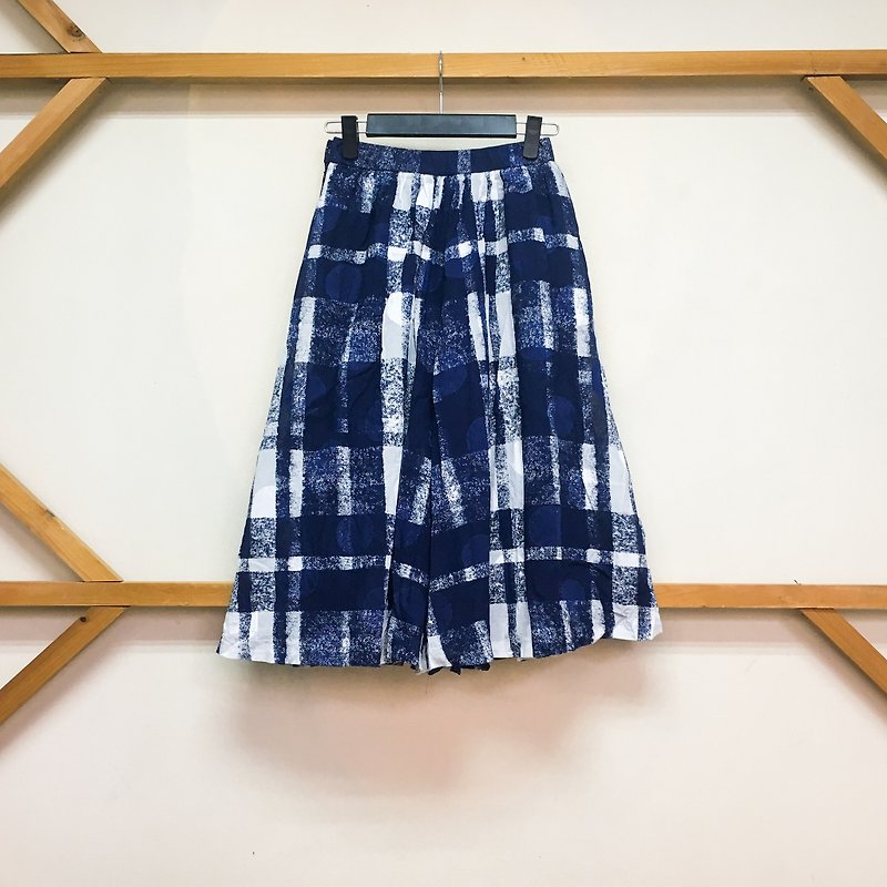 Skirt / Blue and White Checkered Full Skirt - Skirts - Polyester Blue