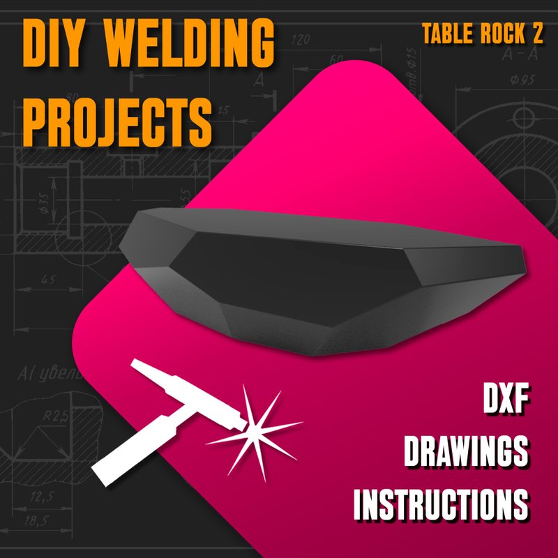 Welding Project Plans Drawings Table Rock 2 (DXF, PDF) - 圖文模板設計 - 其他材質 