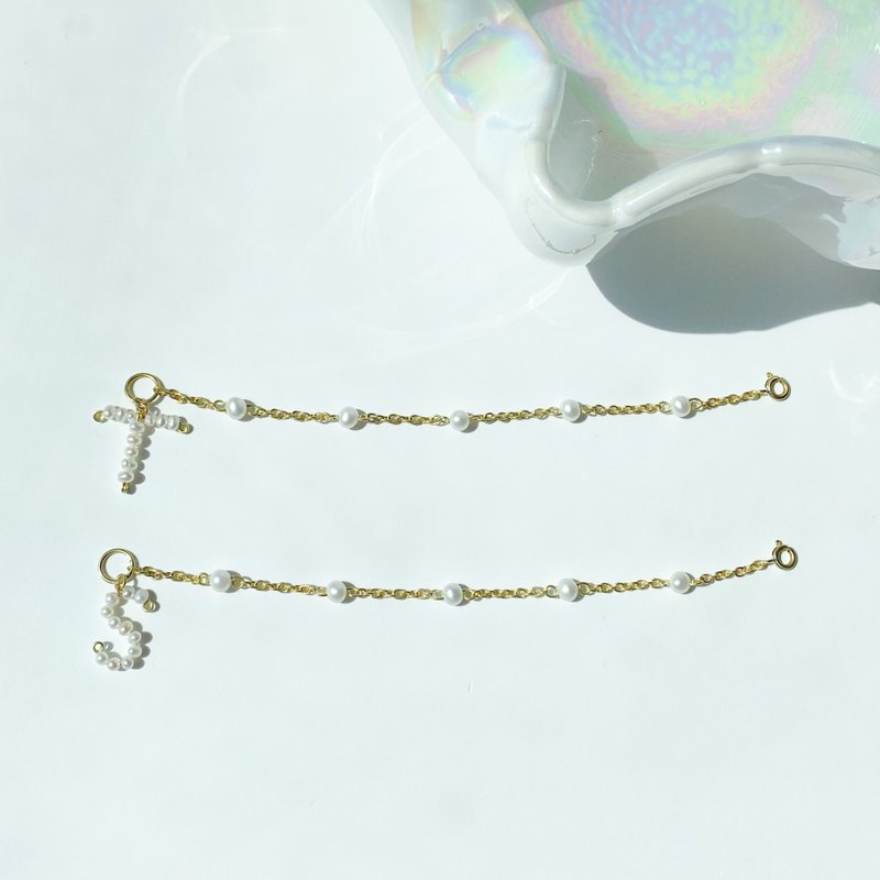 Bracelet PearlxChain w/Petite Pearl Alphabet - 手鍊/手環 - 珍珠 金色