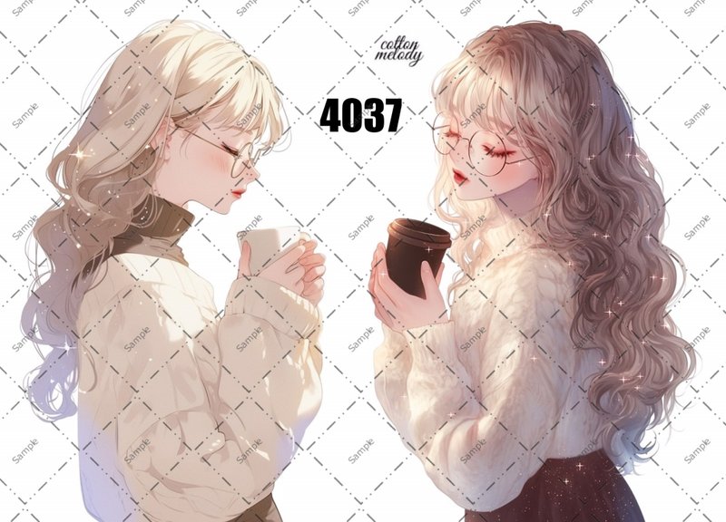 original sticker no.4037 人物ステッカー オリジナルステッカー オリジナル人物ステッカー 装飾ステッカー cotton melody - 貼紙 - 紙 