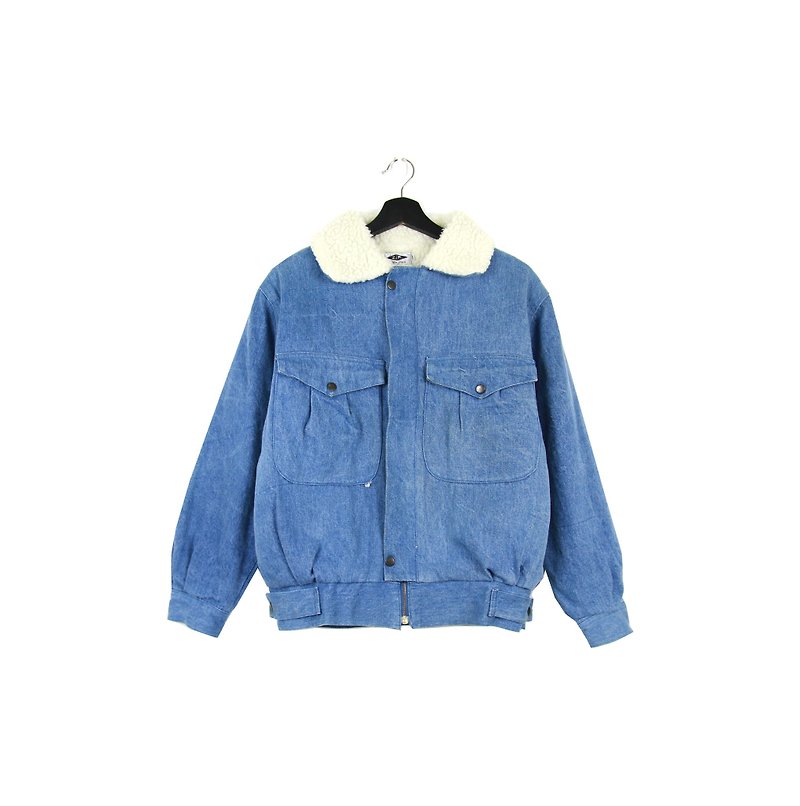 Back to Green :: Shop Cotton Denim Jacket Sky Blue Zipper vintage (DJ-09) - เสื้อโค้ทผู้ชาย - ผ้าฝ้าย/ผ้าลินิน 