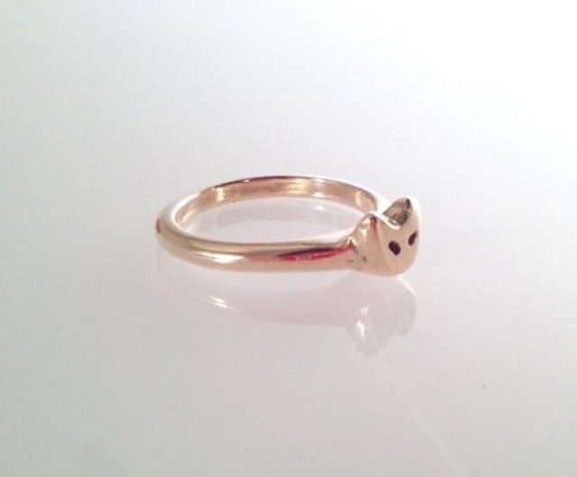 Cat face k10 gold ring - Shop saesumikoru General Rings - Pinkoi