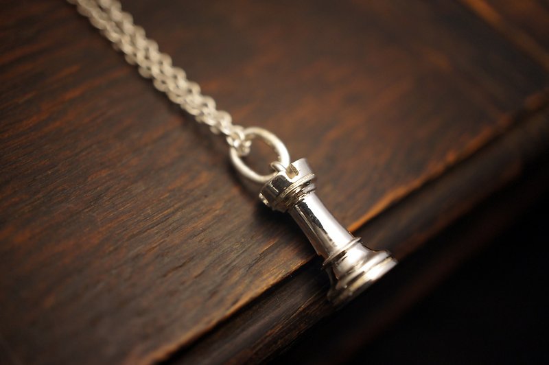The 925 Sterling Silver Rook Chess Pendant with 18 inches Silver Chain - สร้อยคอ - เงินแท้ สีเงิน