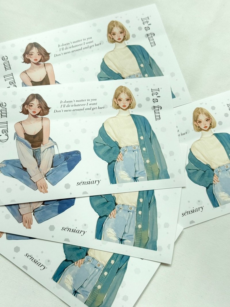 sensiary a bubbly girl sticker 5sheets - 卡片/明信片 - 紙 