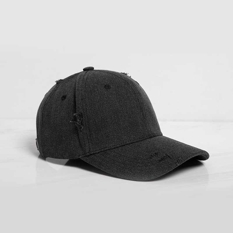 Brushed style baseball cap dark gray - customized - หมวก - ผ้าฝ้าย/ผ้าลินิน สีดำ