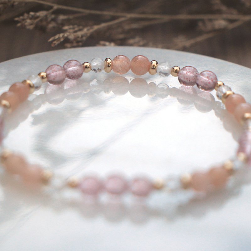 Crystal bracelet | with strawberry crystal | sun Stone| white crystal | soothing emotions - Bracelets - Crystal Orange