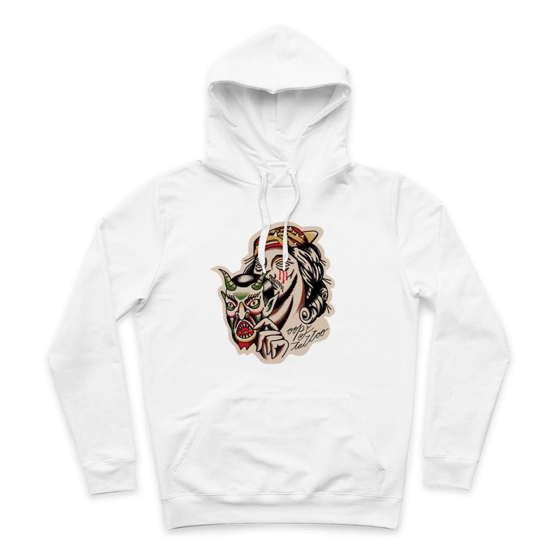 Mask-White-Hooded T-shirt - Unisex Hoodies & T-Shirts - Cotton & Hemp White