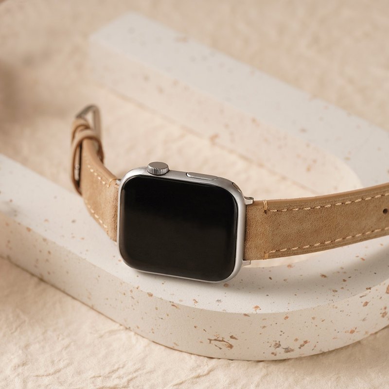 Apple watch - 【 海沙杏】 麂皮蘋果錶帶 - 錶帶 - 真皮 卡其色