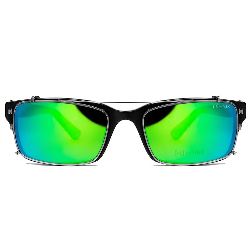 Optical with front hanging sunglasses | Sunglasses | Black square | Made in Taiwan | Plastic frame glasses - กรอบแว่นตา - วัสดุอื่นๆ สีดำ