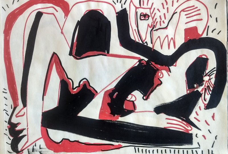 Abstract nude drawing in fetish cubism style - Posters - Paper 