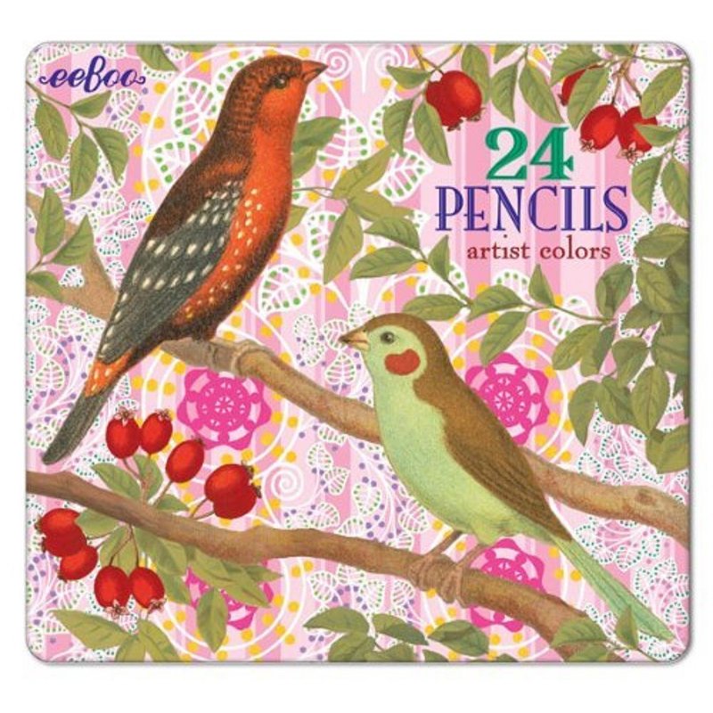 eeBoo 24 Color Pencils (Tin Box)—Birds & Berries Color Pencils - Pencils & Mechanical Pencils - Other Materials Multicolor