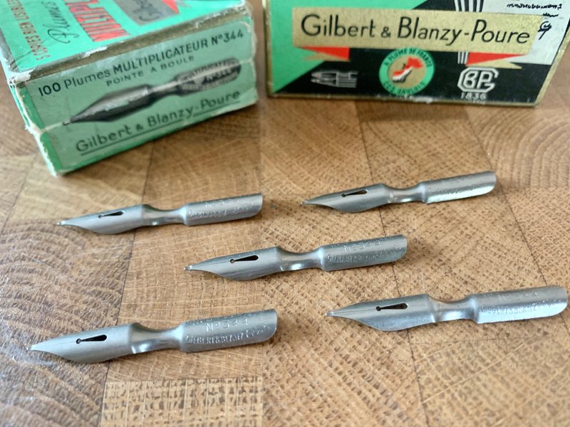 1950s French old nib Gilbert Multiplicateur N. 344 dip nib - Dip Pens - Other Metals 