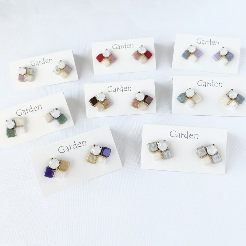 tile - Earrings & Clip-ons - Glass Multicolor