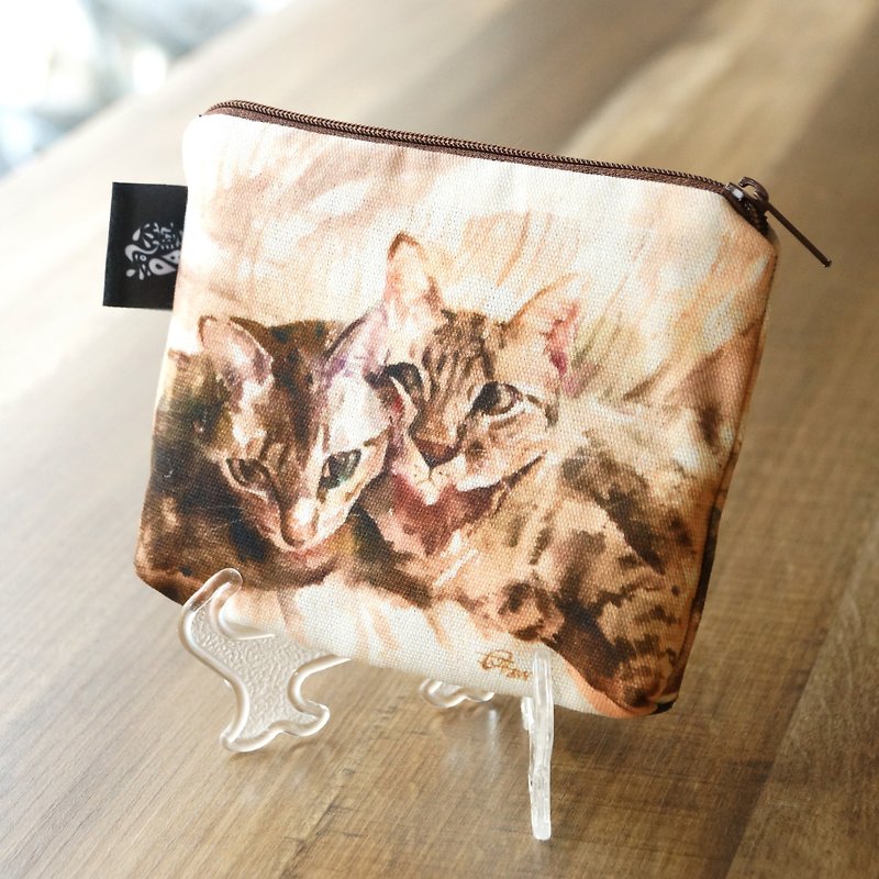 Watercolor Illustration Wind Change / Cosmetic Bag - Coin Purses - Other Materials Brown