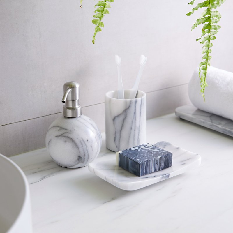 Marble bathroom storage group (washing milk tank/soap dish/mouthwash cup) - Bathroom Supplies - Stone Gray