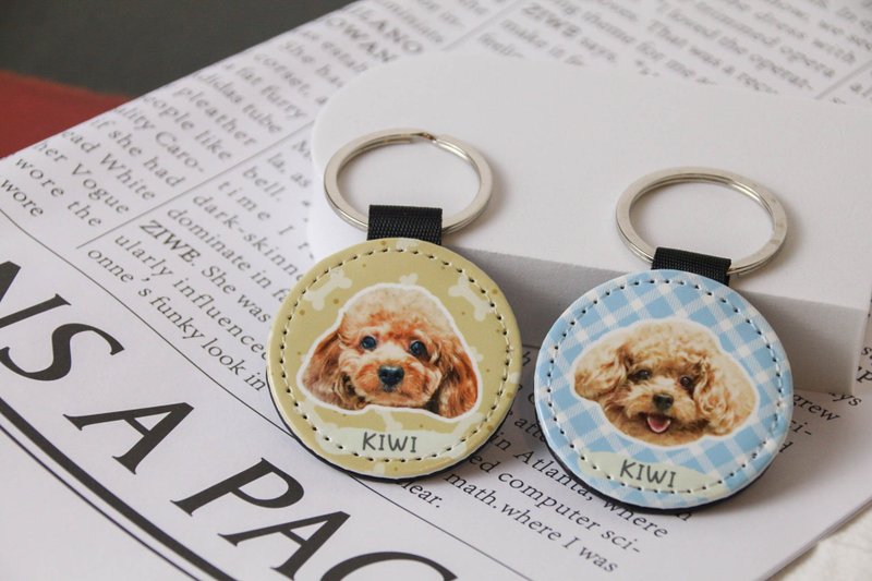 客製化寵物皮革鑰匙圈 - 鑰匙圈/鑰匙包 - 人造皮革 