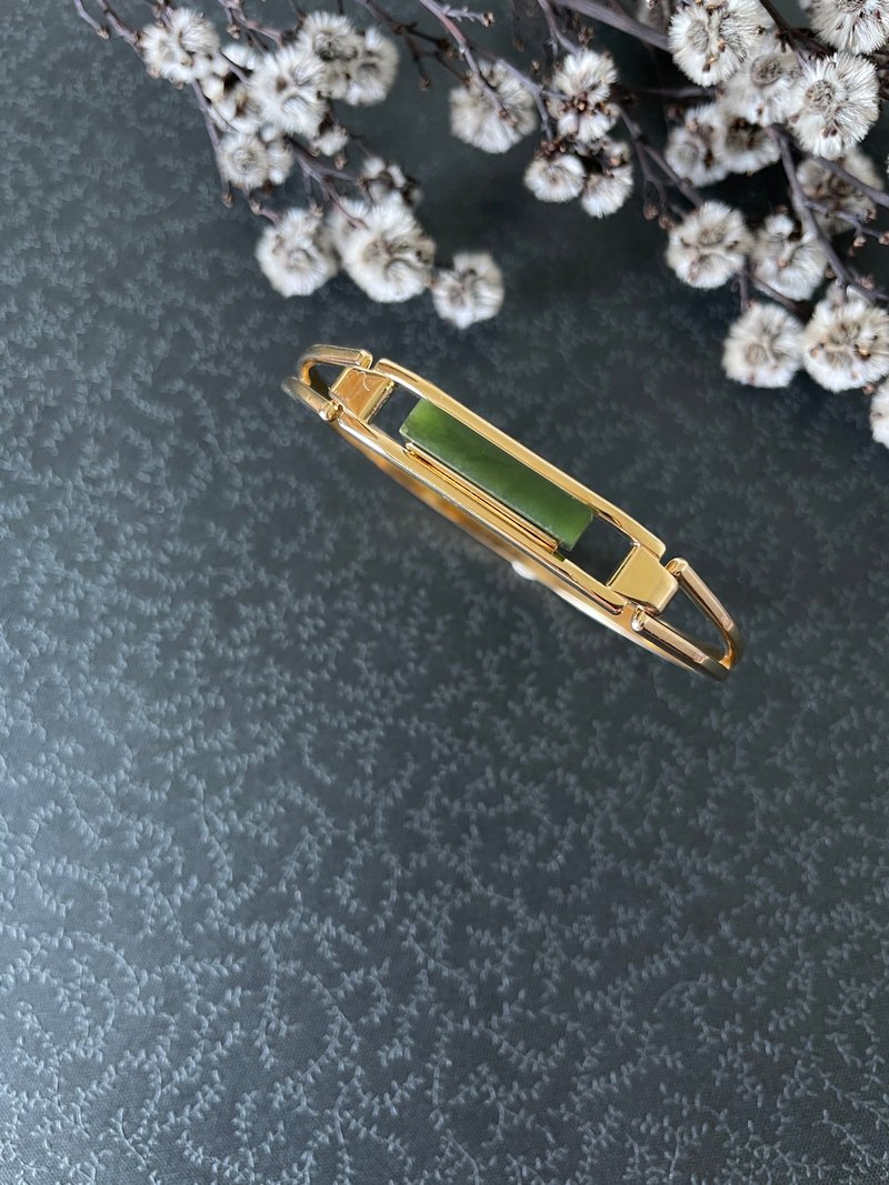 -古董1978年 金色古典玉石手環手鐲 AVON BR106 - 手鍊/手環 - 其他金屬 金色