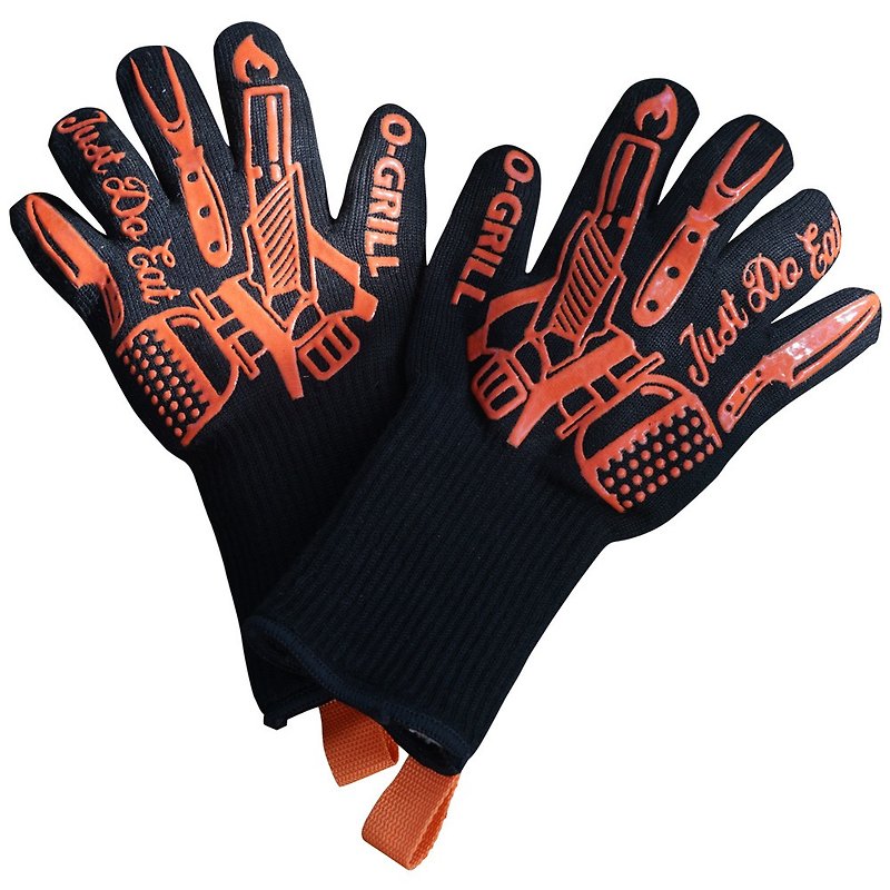 High temperature heat insulation anti-scalding gloves strong anti-slip five-finger gloves - เครื่องครัว - ผ้าฝ้าย/ผ้าลินิน สีดำ