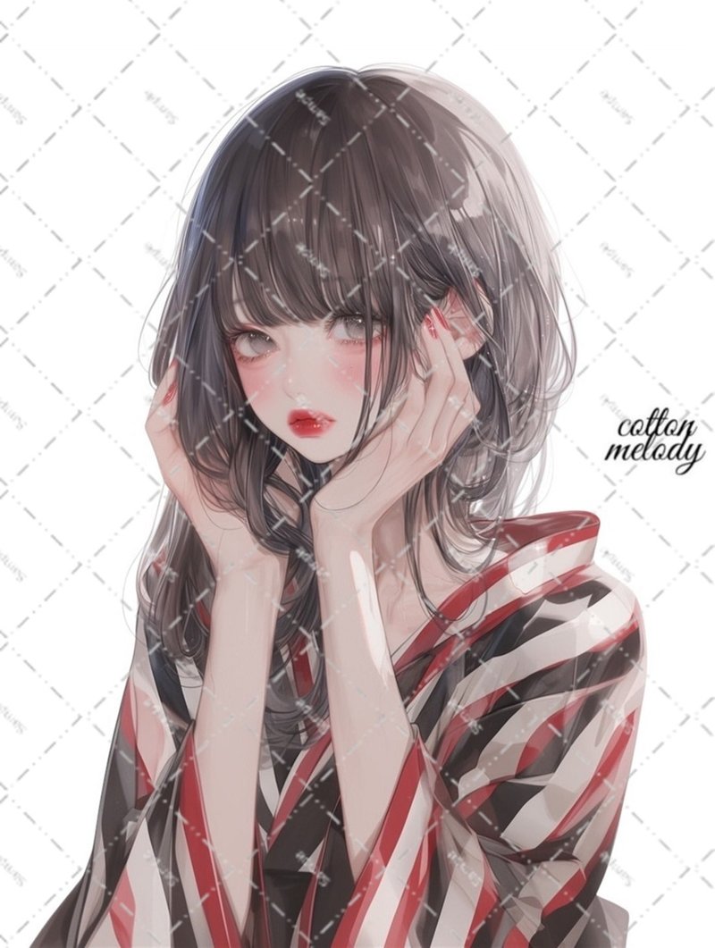 original sticker no.6420 人物ステッカー オリジナルステッカー 人物ステッカー 女の子ステッカー オリジナル人物ステッカー - 貼紙 - 紙 