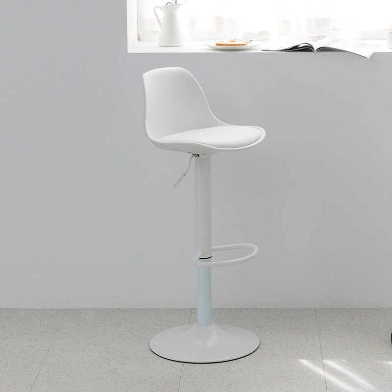 Ula Light Luxury Swivel Lift High Chair - เก้าอี้โซฟา - โลหะ ขาว