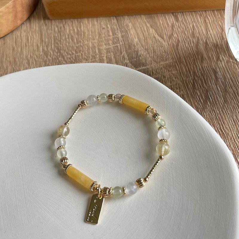 /Dance of Light/Topaz Moonstone Prehnite Blonde Stone protects love, attracts wealth and improves intuition - Bracelets - Crystal Yellow