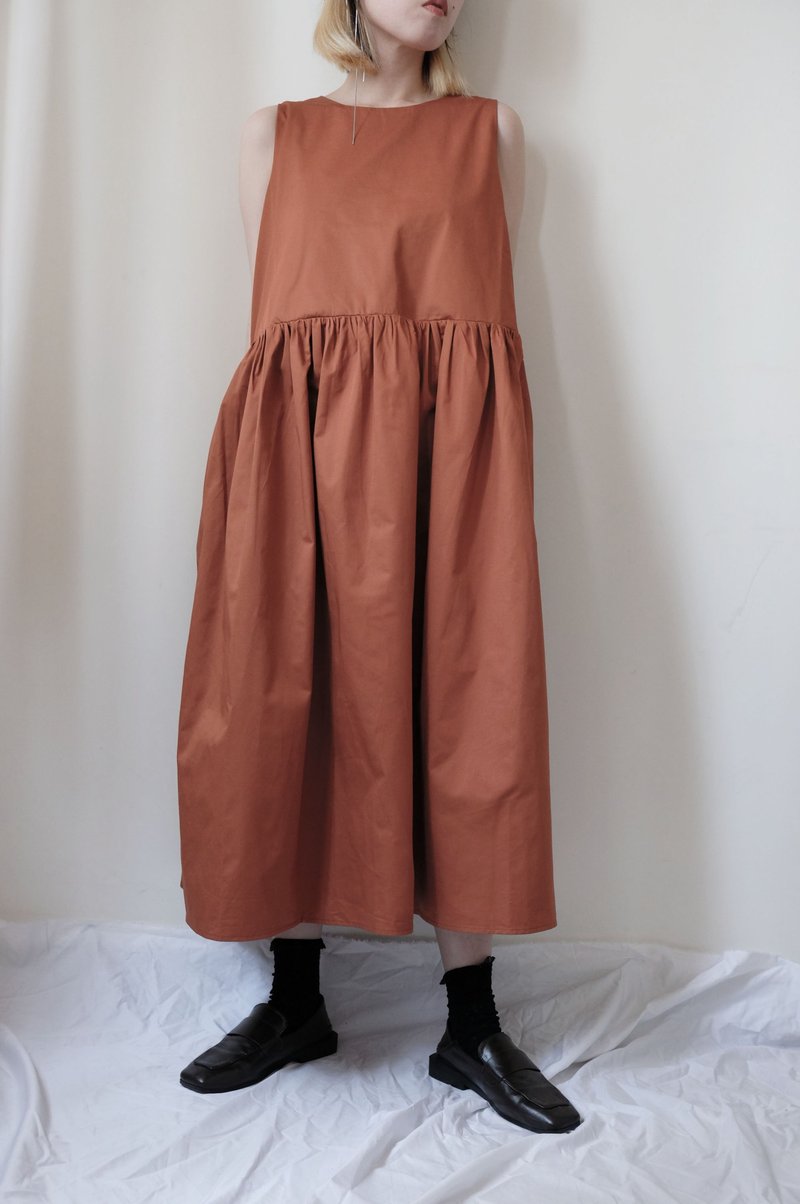 Madelyn Dress OCHER - 洋裝/連身裙 - 棉．麻 橘色