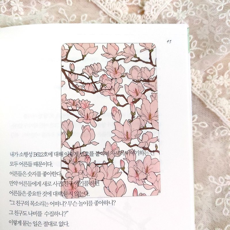 목련 Flower Bookmark (dami) Transparent Book Clip Bookmarker Tag Souvenir Gift - 書籤 - 塑膠 粉紅色