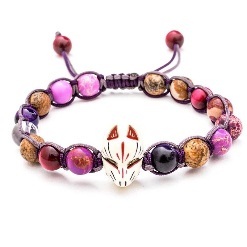 [Fiction and poetry. Fox marry. Feast] Taiwan original design handmade Japanese-style natural stone beaded bracelet Bronze - Bracelets - Copper & Brass Pink