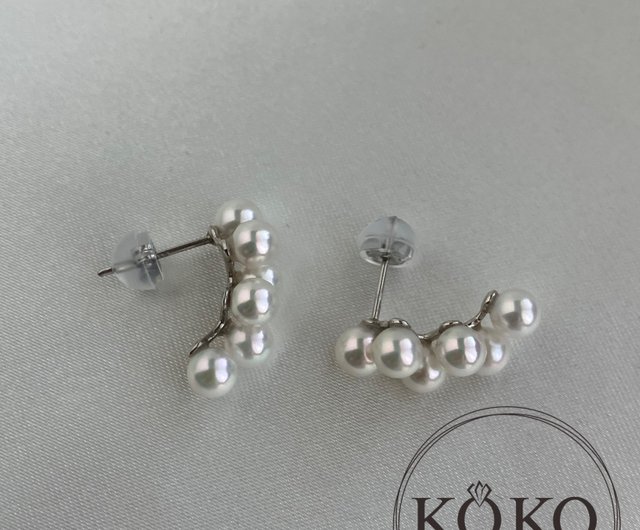あこや真珠真珠ピアス PT900プラチナ 日本海水baby akoya珍珠 日本製
