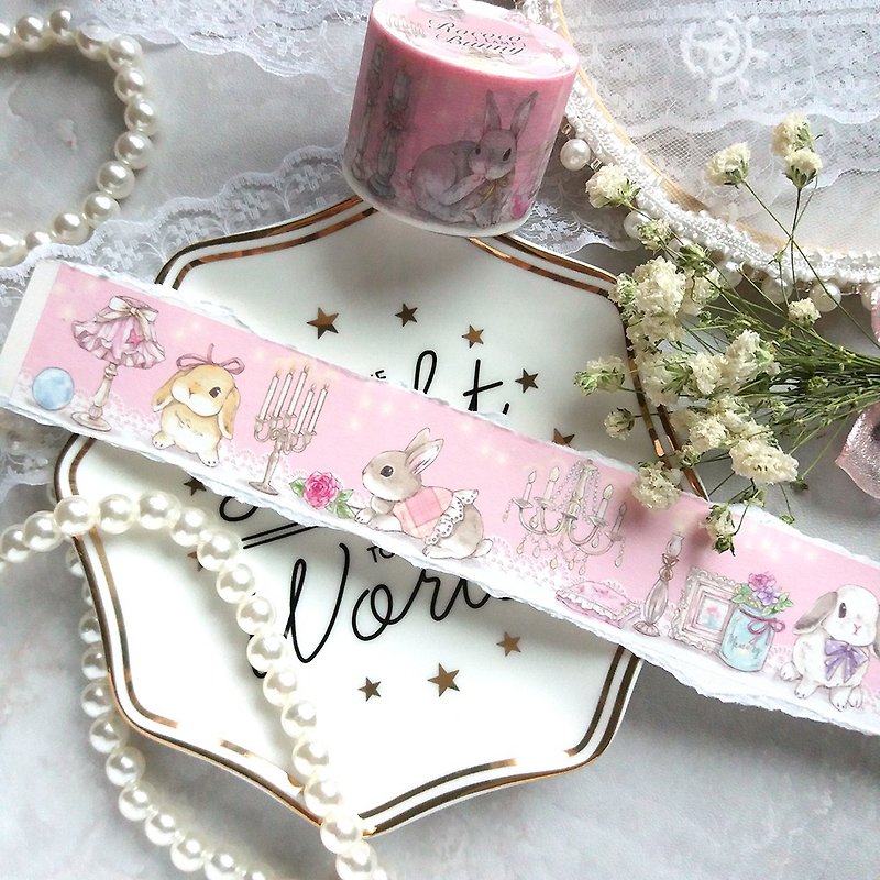 Rococo Rabbit Paper Tape - Lamps - Washi Tape - Paper Pink