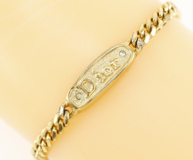 極美品✨クリスチャンディオール ブレスレット Diorロゴ ゴールド プレート 日本直送】クリスチャンディオール Dior ロゴプレート